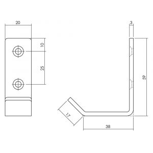 Intersteel Living 6950 jashaak gebogen 20x60 mm zwart 0023.695011