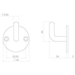 Intersteel Living 6950 jashaak rond op achterplaat diameter 45 mm zwart 0023.695031