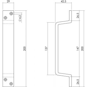 Intersteel Living 8725 handgreep 200 mm profielgreep voor schuifdeur zwart 0023.872506