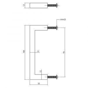 Intersteel Living 8927 meubelgreep vierkant 12x12x108 mm boormaat 96 mm zwart 0023.892700