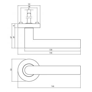 Intersteel Living 1693 deurkruk Bastian op ronde rozet 52x10 mm met nokken wit 0027.169302