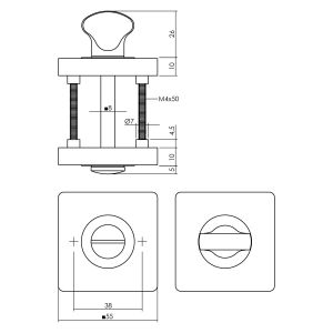 Intersteel Living 3185 WC-sluiting 8 mm verdekt met nokken vierkant 55x55x10 mm zamak wit 0027.318560