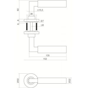 Intersteel Essentials 0379 deurkruk Baustil op geveerde stalen rozet met nokken diameter 53x8 mm RVS EN 1906/4 0035.037902