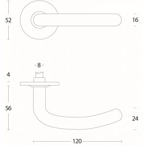 Intersteel Living 0568 deurkruk Sabel-slank diameter 16 mm op rozet plat zonder veer RVS 0035.056802