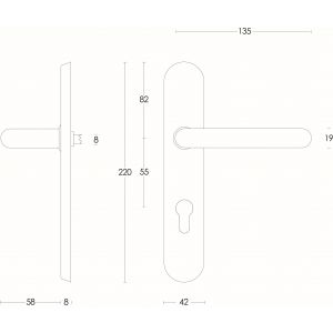 Intersteel Essentials 0576 deurkruk Rond diameter 19 mm verdekt profielcilindergat 55 mm RVS 0035.057629