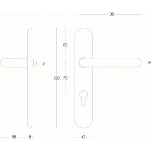 Intersteel Essentials 0576 deurkruk Rond diameter 19 mm verdekt profielcilindergat 72 mm RVS 0035.057636