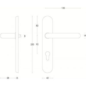 Intersteel Essentials 0576 deurkruk Rond diameter 19 mm verdekt profielcilindergat 92 mm RVS 0035.057649