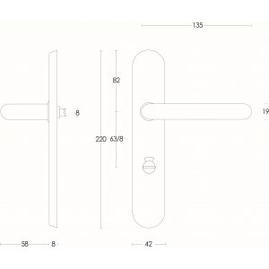 Intersteel Essentials 0576 deurkruk Rond diameter 19 mm verdekt WC 63/8 mm RVS 0035.057665