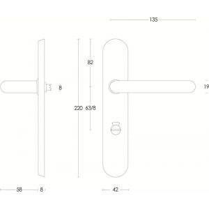 Intersteel Essentials 0576 deurkruk Rond diameter 19 mm verdekt WC 63/8 mm RVS 0035.057665