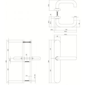 Intersteel Living 0579 deurkruk Rond diameter 19 mm op XL-schild verdekt 278x40x10 blind dubbelgeveerd RVS 0035.057911