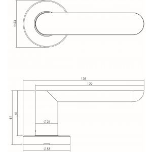 Intersteel Living 0643 deurkruk Massief strak-elegant op rozet met ring met veer RVS 0035.064302