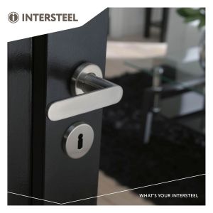 Intersteel Living 0643 deurkruk Massief strak-elegant op rozet met ring met veer RVS 0035.064302