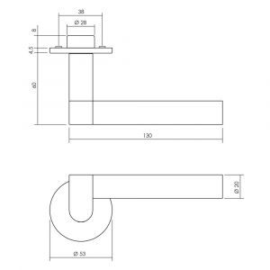 Intersteel Exclusives 0732 deurkruk Munnikhof Dock Black met ronde rozet diameter 52x5 mm geveerd RVS 0035.073202V