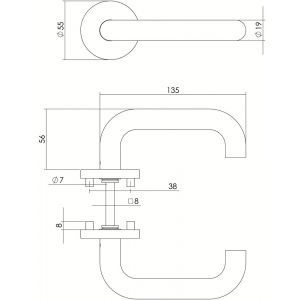 Intersteel Essentials 1011 deurkruk Rond op geveerde kunststof rozet met nokken diameter 55x8 mm RVS EN1906/3 0035.101102