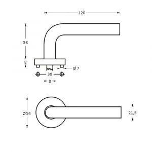 Intersteel Essentials 1013 deurkruk Jupiter op geveerde kunststof rozet met nokken diameter 55x8 mm RVS EN1906/3 0035.101302