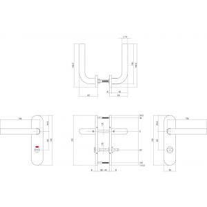 Intersteel Essentials 1226 deurkruk Recht basic op ovaal schild verdekt 170x40 mm WC 63/8 mm RVS geborsteld 0035.122665