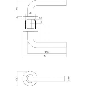 Intersteel Essentials 2100 set bestaand uit loopslot voorplaat wit met deurkrukgarnituur Recht op rozet RVS 0035.210000