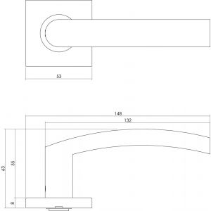 Intersteel Essentials 1248 deurkruk Blok op rozet vierkant met profielcilindergat plaatje RVS 0035.124805