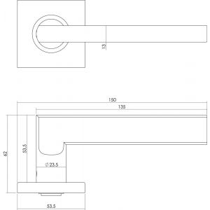 Intersteel Essentials 1252 deurkruk Hoek 90 graden plat op rozet vierkant dubbel geveerd RVS 0035.125202