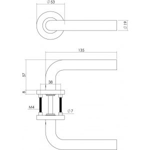 Intersteel Essentials 1270 deurkruk Recht op geveerde stalen rozet met nokken diameter 53x8 mm RVS EN 1906/4 0035.127002