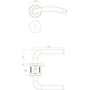 Intersteel Living 1275 deurkruk Lisa op rond rozet staal met 7 mm nok met sleutelgat plaatje RVS 0035.127503