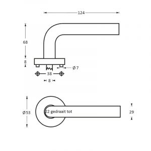 Intersteel Essentials 1279 deurkruk Vlinder op geveerde stalen rozet met nokken diameter 53x8 mm RVS EN 1906/4 0035.127902