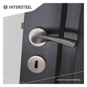 Intersteel Essentials 1279 deurkruk Vlinder op geveerde stalen rozet met nokken diameter 53x8 mm RVS EN 1906/4 0035.127902