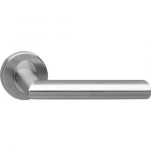 Intersteel Living 1283 gatdeel deurkruk rechts Girona op rond rozet staal met 7 mm nok RVS 0035.128302A