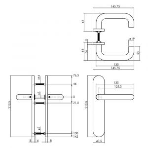 Intersteel Living 1295 deurkruk 1295 Rond op verdekt schild blind met nokken 7 mm RVS EN 1906/4 klein krukgat 0035.129511