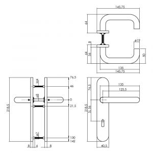 Intersteel Living 1295 deurkruk 1295 Rond op verdekt schild sleutelgat 56 mm met nokken 7 mm RVS EN 1906/4 klein krukgat 0035.129524