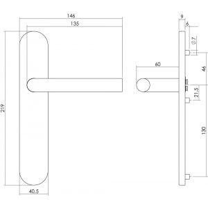 Intersteel Living 1296 deurkruk 1296 Recht op verdekt schild blind met nokken 7 mm RVS EN 1906/4 klein krukgat 0035.129611