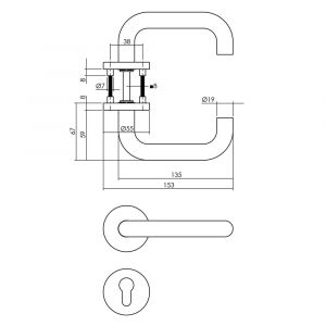 Intersteel Essentials 1315 deurkruk rond op rozet EN 1906 met PC-plaatje 55 mm 0035.131505