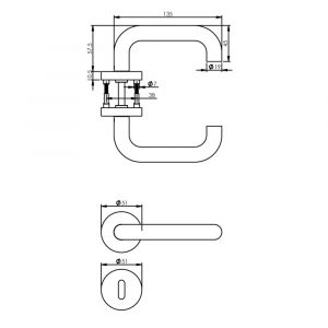 Intersteel Living 1956 deurkruk Rond met geveerde rozet met sleutelgat plaatje ATP RVS 0035.195603