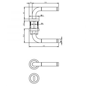 Intersteel Living 1958 deurkruk Agatha met geveerde rozet met sleutelgat plaatje ATP RVS 0035.195803