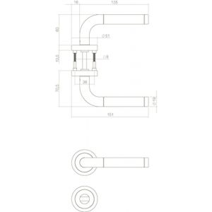 Intersteel Living 1958 deurkruk Agatha met geveerde rozet met WC 8 mm ATP RVS 0035.195810