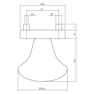 Intersteel 2165 knop Paddenstoel vast op rozet 10 mm met nokken RVS 0035.216502