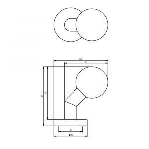 Intersteel 2165 knop bol-schuin vast op rozet verdekt 10 mm RVS 0035.216563