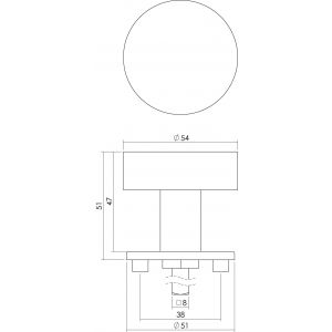 Intersteel Living 2186 knoprozet plat met stift M10/8x85 mm centraal vast op rozet diameter 50x4 mm RVS 0035.218610