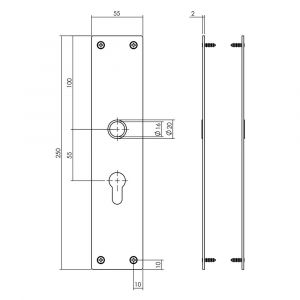 Intersteel Essentials 2688 schild renovatie rechthoekig 250x55 mm x 2 mm PC 55 RVS 0035.268829