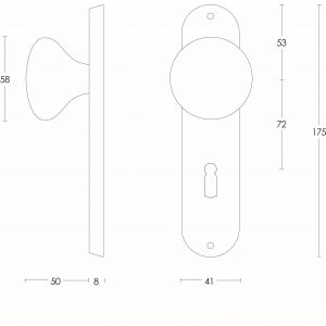 Intersteel Essentials 2691 knopkortschild Paddestoel ovaal 175x41 mm sleutelgat 72 mm RVS 0035.269126