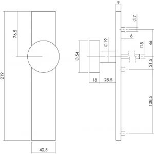 Intersteel Living 2754 knopschild lang verdekt rechthoekig blind 7 mm RVS EN 1906/4 0035.275411