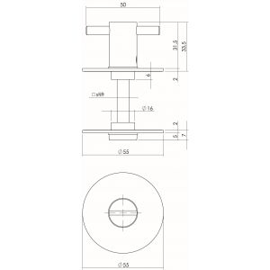 Intersteel Living 3403 WC sluiting 5 mm renovatie zelfklevend diameter 55x2 mm RVS 0035.340357