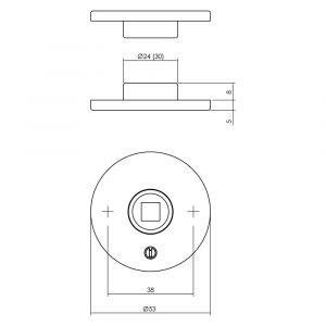 Intersteel Essentials 3434 rozet staal verdekt diameter 53x5 mm met 2-weg veerconstructie RVS 0035.343404