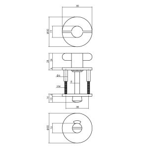 Intersteel Essentials 3467 WC-sluiting 8 mm staal verdekt diameter 50x4 mm RVS 0035.346760