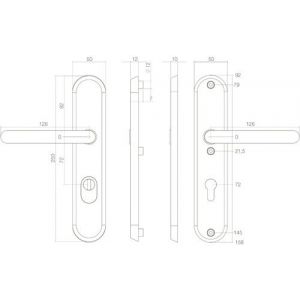 Intersteel Essentials 3785 SKG3 veiligheids schilden geveerd kruk-kruk profielcilindergat 72 mm met kerntrek beveiliging RVS 0035.378536