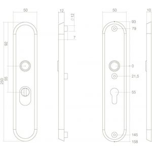 Intersteel 3961 SKG3 NM-veiligheids schilden doorgaand profielcilindergat 55 mm met kerntrek beveiliging RVS 0035.396129