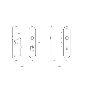 Intersteel 3961 SKG3 NM-veiligheids schilden doorgaand profielcilindergat 72 mm met kerntrek beveiliging RVS 0035.396136