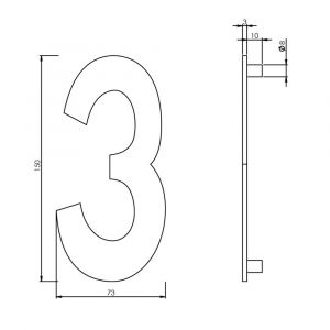 Intersteel Essentials 4020 huisnummer 3 150 mm RVS 0035.402043