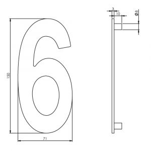 Intersteel Essentials 4020 huisnummer 6 150 mm RVS 0035.402046