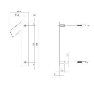 Intersteel Essentials 4020 huisnummer 1 150x2 mm RVS 0035.402071